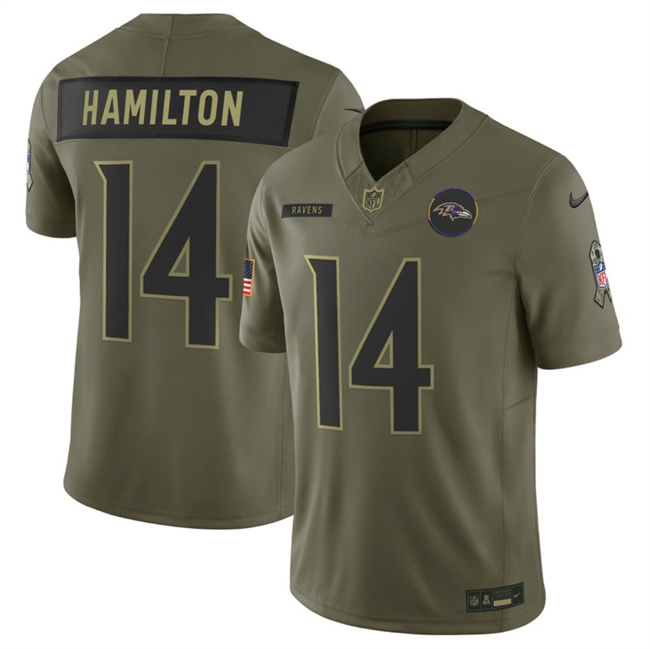 Men's Baltimore Ravens #14 Kyle Hamilton Olive 2025 F.U.S.E. Salute to Service Limited Football Jersey